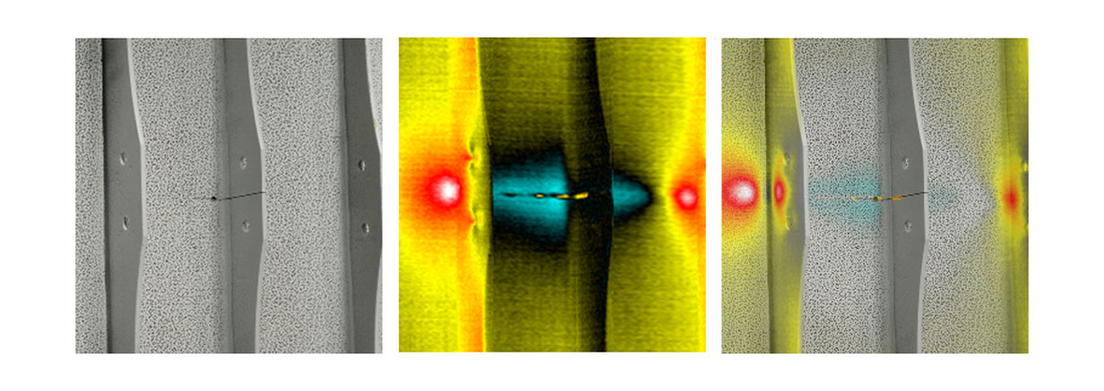 thermal camera detects fatique cracks in aircraft wing structure