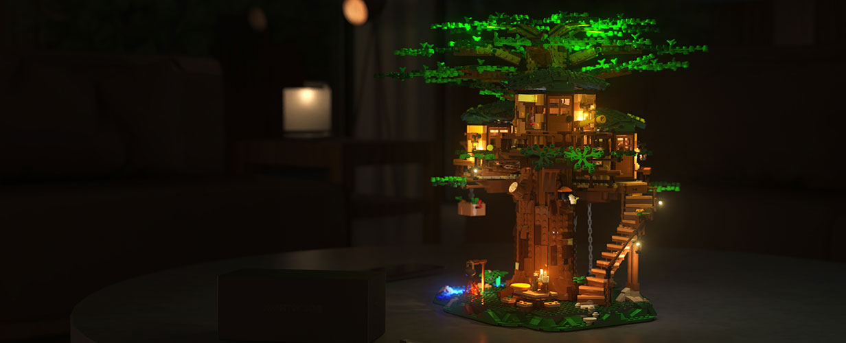 lights in Lego treehouse