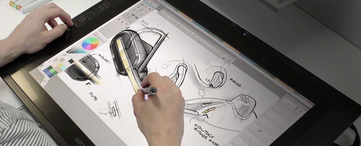 designer sketching on tablet
