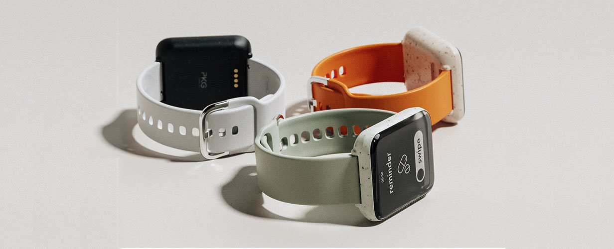 3D render of smart watches showing UI