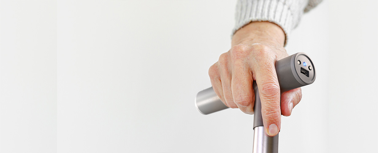 smart walking stick designed to monitor tremors in people with Parkinson's Disease