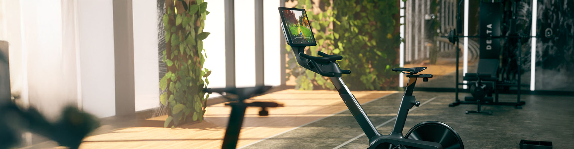 concept render of smart exercise bike in a gym